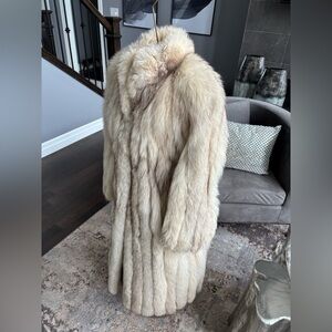 Vintage genuine, fox fur tuxedo style full length coat extra small small